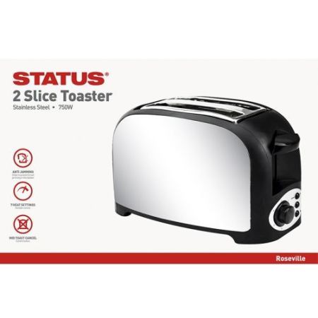 Status Roseville 2 Slice 750w Stainless Steel Toaster