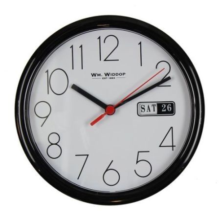 Widdop Black Day/Date Wall Clock 8.5" Round