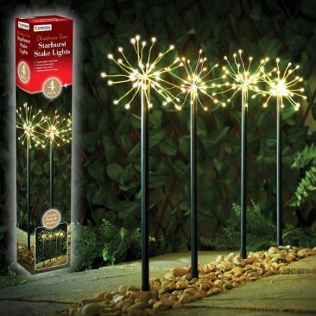 4pc 160 LED Starburst Path Light Warm White
