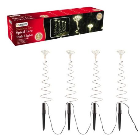 4pc 50cm 200 LED Spiral Tree Stake Lights