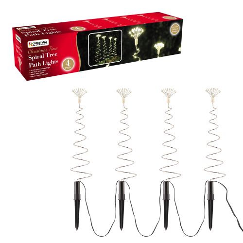 4pc 50cm 200 LED Spiral Tree Stake Lights