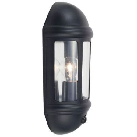 Ansell Latina 42w E27 PIR Half Lantern Black