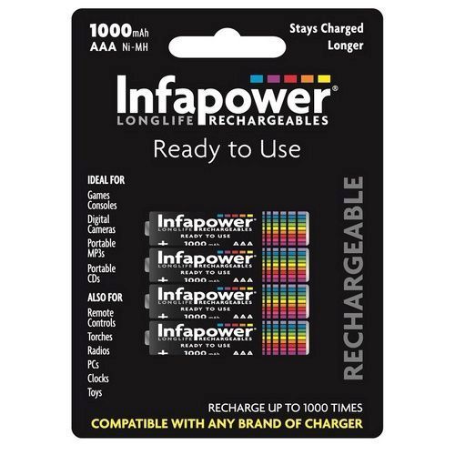 Infapower Aaa 1000 Mah Rech. Batts 4pk