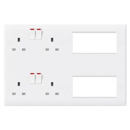 Bg Combination Plate (2 X 1G Switched Sockets + 8 Euro Module Spaces)