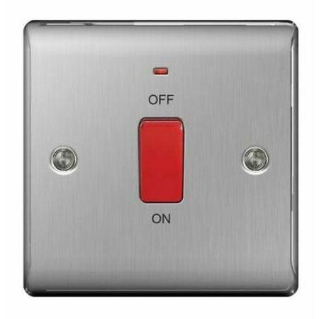 Bg Brushed Steel 1G 45A Switch