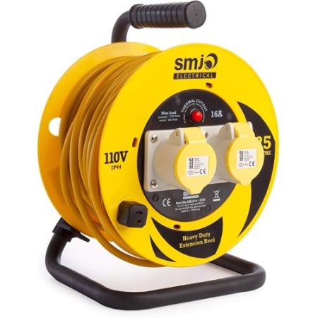Briticent 25m 110v 2 X 16a Outlet Extension Reel
