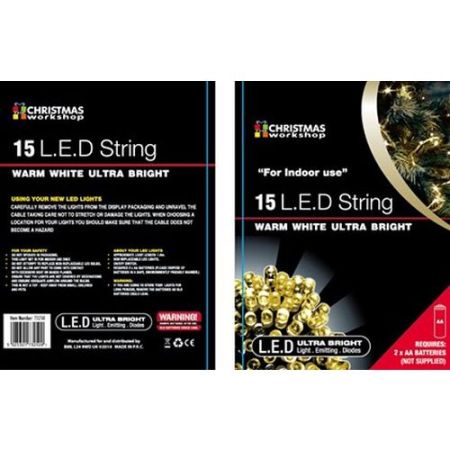 15 Warm White LED Battery Operated Lights