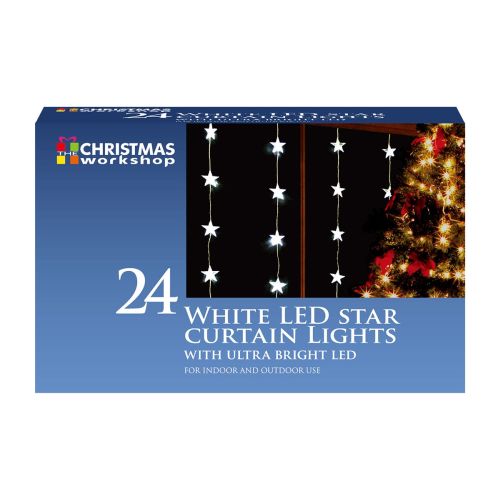 24 LED Star Curtain Lights - White