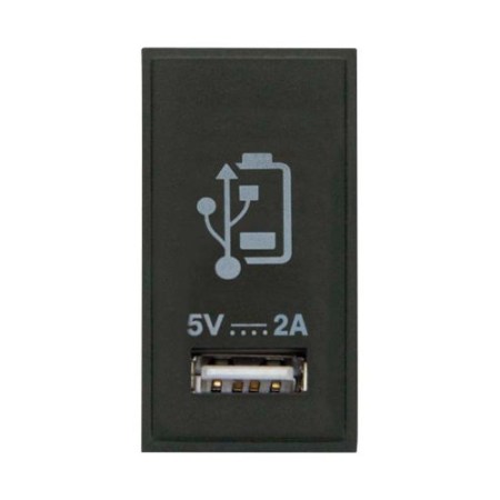 Click New Media Matt Single Media Modules New Media Single 2A USB Charging Module Black