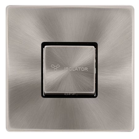 Click Definity Complete 10A Ingot 3 Pole Fan Isolation Switch - Brushed Steel Cover Plate - Black Insert