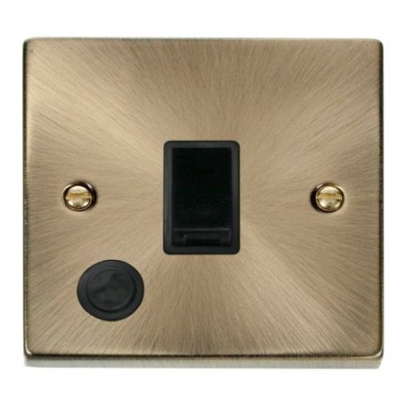 Click Deco Victorian Antique Brass Vp Ant/Br 20A 1 Gang DP Switch + Flex Outlet Black