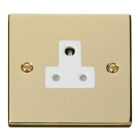 Click Deco Victorian Polished Brass Vpbrass 5A Round Pin Socket Outlet Wh