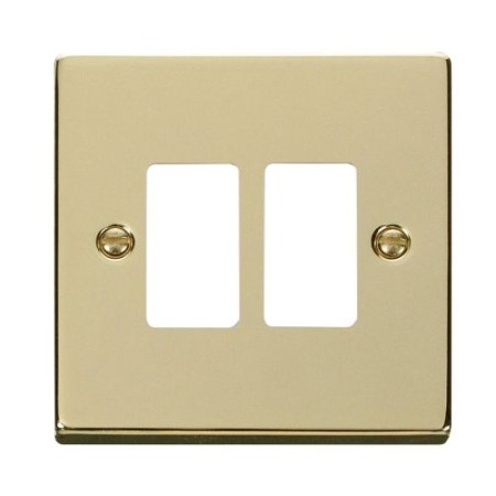 Click Gridpro Deco Frontplates Polished Brass Gridpro 2 Gang Deco Plate Brass