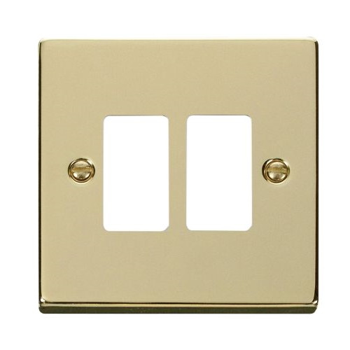 Click Gridpro Deco Frontplates Polished Brass Gridpro 2 Gang Deco Plate Brass