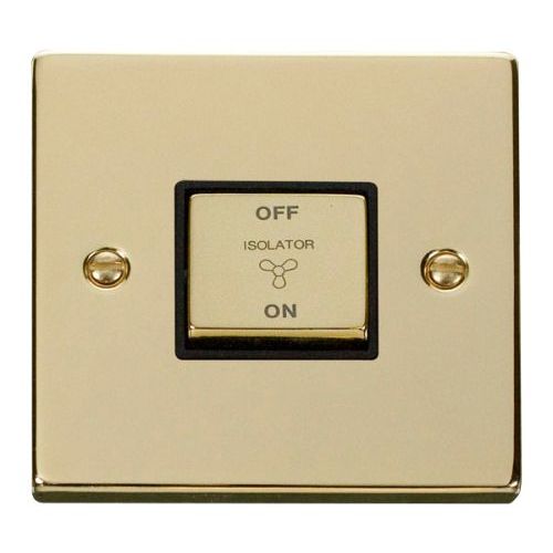 Click Deco Victorian Polished Brass 10A 1 Gang 3 Pole Ingot Sw