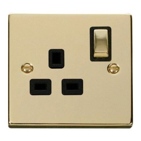 Click Deco Victorian Polished Brass Ingot 1 Gang 13A DP Switch Socket