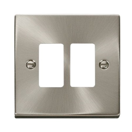 Click Gridpro Deco Frontplates Satin Chrome Gridpro 2 Gang Deco Plate Satin Chrome