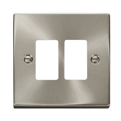 Click Gridpro Deco Frontplates Satin Chrome Gridpro 2 Gang Deco Plate Satin Chrome