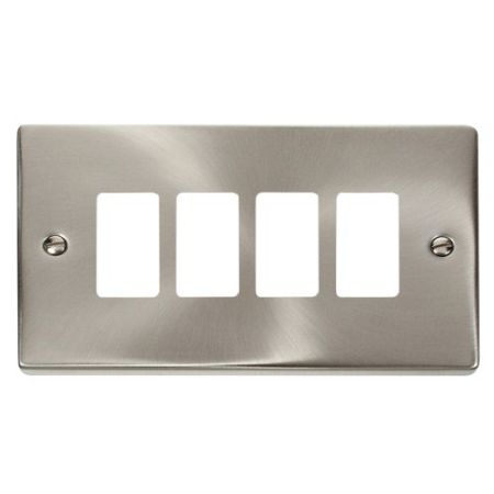 Click Gridpro Deco Frontplates Satin Chrome Gridpro 4 Gang Deco Plate Satin Chrome