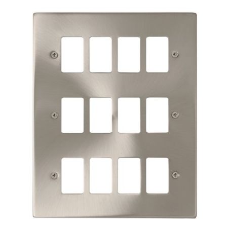 Click Gridpro Deco Frontplates Satin Chrome Gridpro 12 Gang Deco Plate Satin Chrome