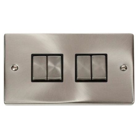 Click Deco Victorian Satin Chrome Vp Ingot 10A 4 Gang 2 Way Switch