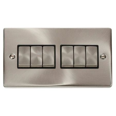 Click Deco Victorian Satin Chrome Vp Ingot 10A 6 Gang 2 Way Switch