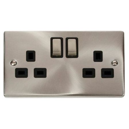 Click Deco Victorian Satin Chrome 13A 1G Ingot SW Socket Outlet