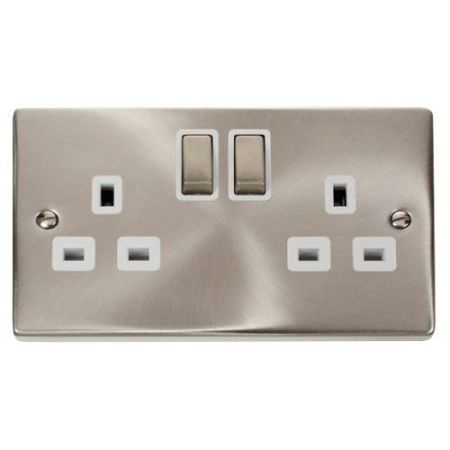 Click Deco Victorian Satin Chrome 13A 1G Ingot SW Socket Outlet
