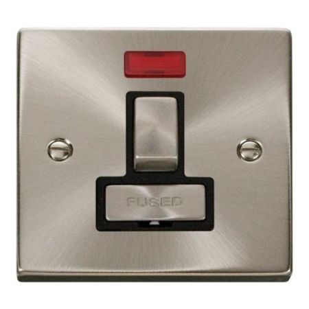 Click Deco Victorian Satin Chrome Ingot 13A Switched Spur Without Flex Outlet + Neon