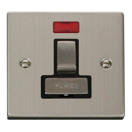 Click Deco Victorian Stainless Steel Ingot 13A Switched Spur Without Flex Outlet + Neon