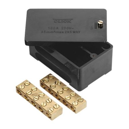 Click Essentials Junction Boxes 100A 2 Pole 5x35mm Sq. Link Box