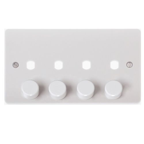 Click Mode Unfurnished Plates Dimmer Mode 4 Gang Double Dimmer Plate & Knobs