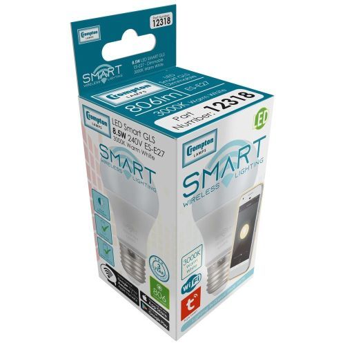 Smart LED GLS 8.5w=60w=806lm. ES Dimmable Warm White Pearl - Image 2