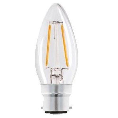 Status LED Filament Candle 2w=25w BC Clear W/W Pk10 - Image 2