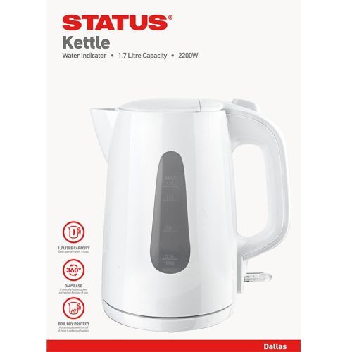 Status Dallas 1.7l 2kw 360º C/Less White Kettle
