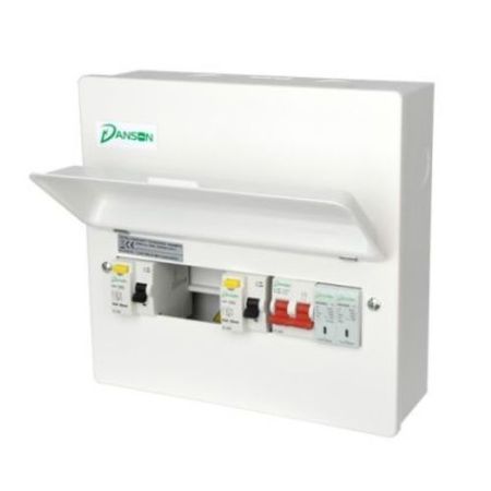Danson 12-Mod (4 Way) Hi-Integ Metal Board (100A M/S + 2 X 80A 30ma Type.A RCDs + Spd Type 2 20-40ka) --- (Inc MCBs)