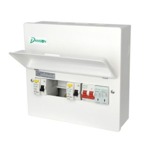 Danson 12-Mod (4 Way) Hi-Integ Metal Board (100A M/S + 2 X 80A 30ma Type.A RCDs + Spd Type 2 20-40ka) --- (Inc MCBs)