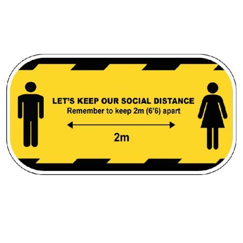 Social Distance Floor Sticker Yellow 300mm