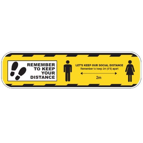 Social Distance Floor Sticker Yellow 600mm