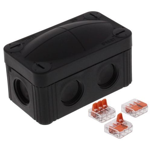 85mmx49mmx50mm IP66 Black J/Box ( + 3x221 Wago) 100ml