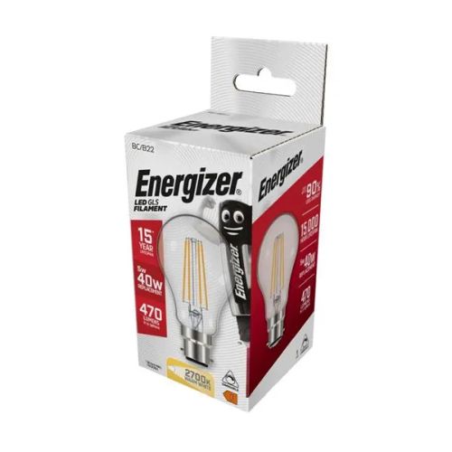 Energizer LED Filament GLS BC 4.8w = 40w Clear Warm White Dim