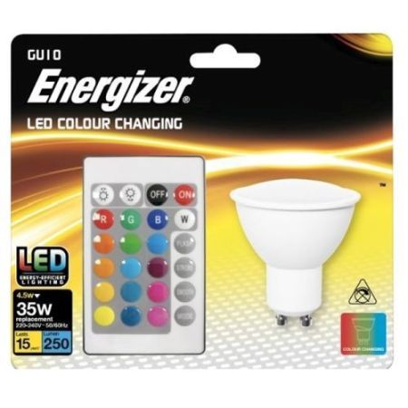 Energizer LED GU10 Colour Changing + White Rcu 4.5w=250l=35w