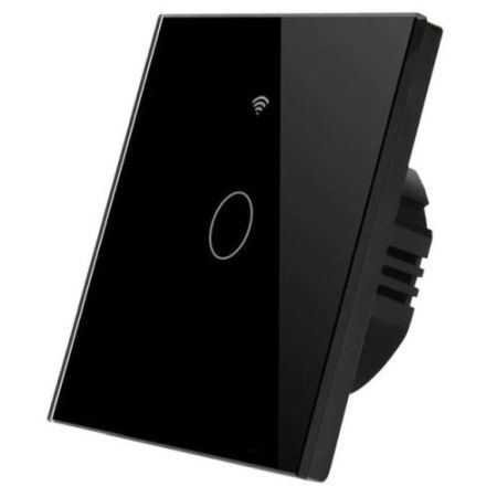 1 Gang Smart Light Switch Wifi Wall Wireless Black Tempered Glass Touch Screen Switch