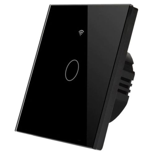 1 Gang Smart Light Switch Wifi Wall Wireless Black Tempered Glass Touch Screen Switch