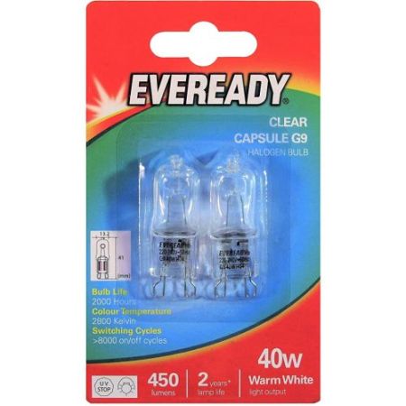 Eveready G9 240v 40w Clear Twin Blister