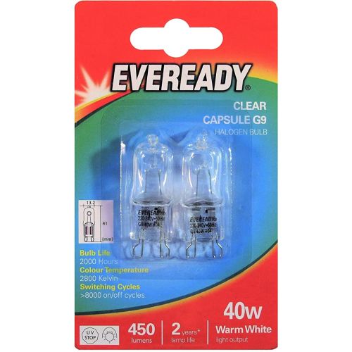 Eveready G9 240v 40w Clear Twin Blister
