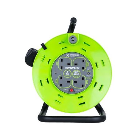 Status 25m 13A 4-Socket Metal Frame Reel