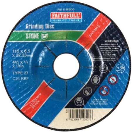 Faithfull 115 X 6 X 22.23mm Stone Grinding Disk (Each)