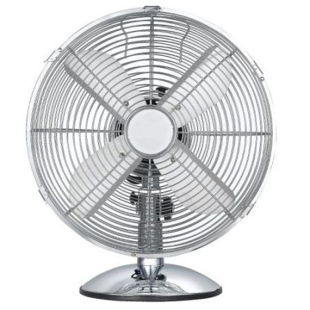 Status 12" 3-Speed Plastic Blade Chrome Desk Fan