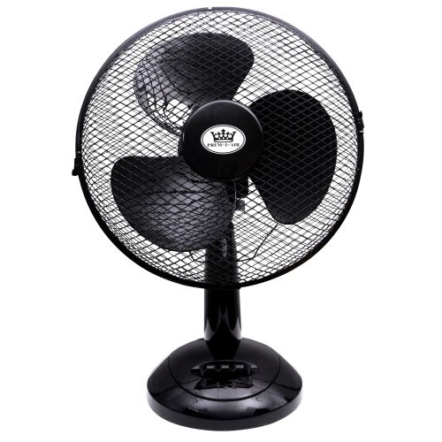 12" 3-Speed Black Portable Oscillating Desk Fan